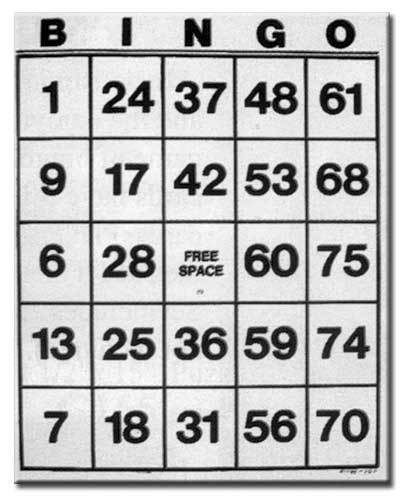 G953 Extra Jumbo Bingo Cards 10\" x 13\" Set of 25