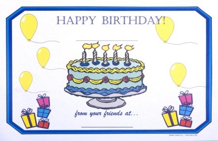 P102 Placemat/Poster Individual Birthday 11" x 17"