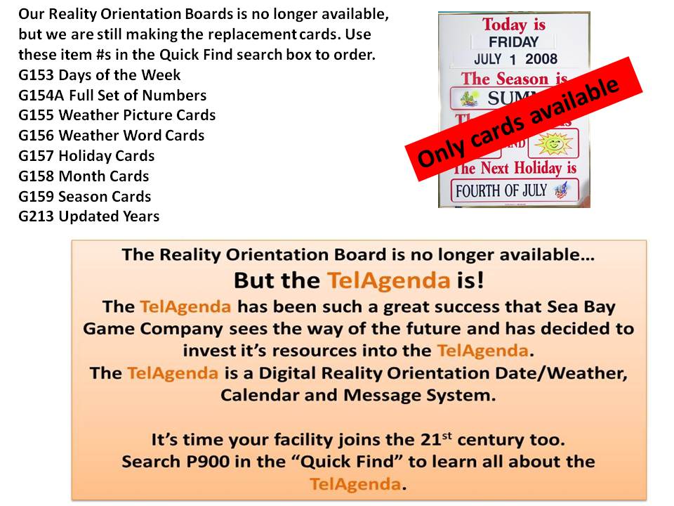 P874 Reality Orientation Board- NO LONGER AVAILABLE